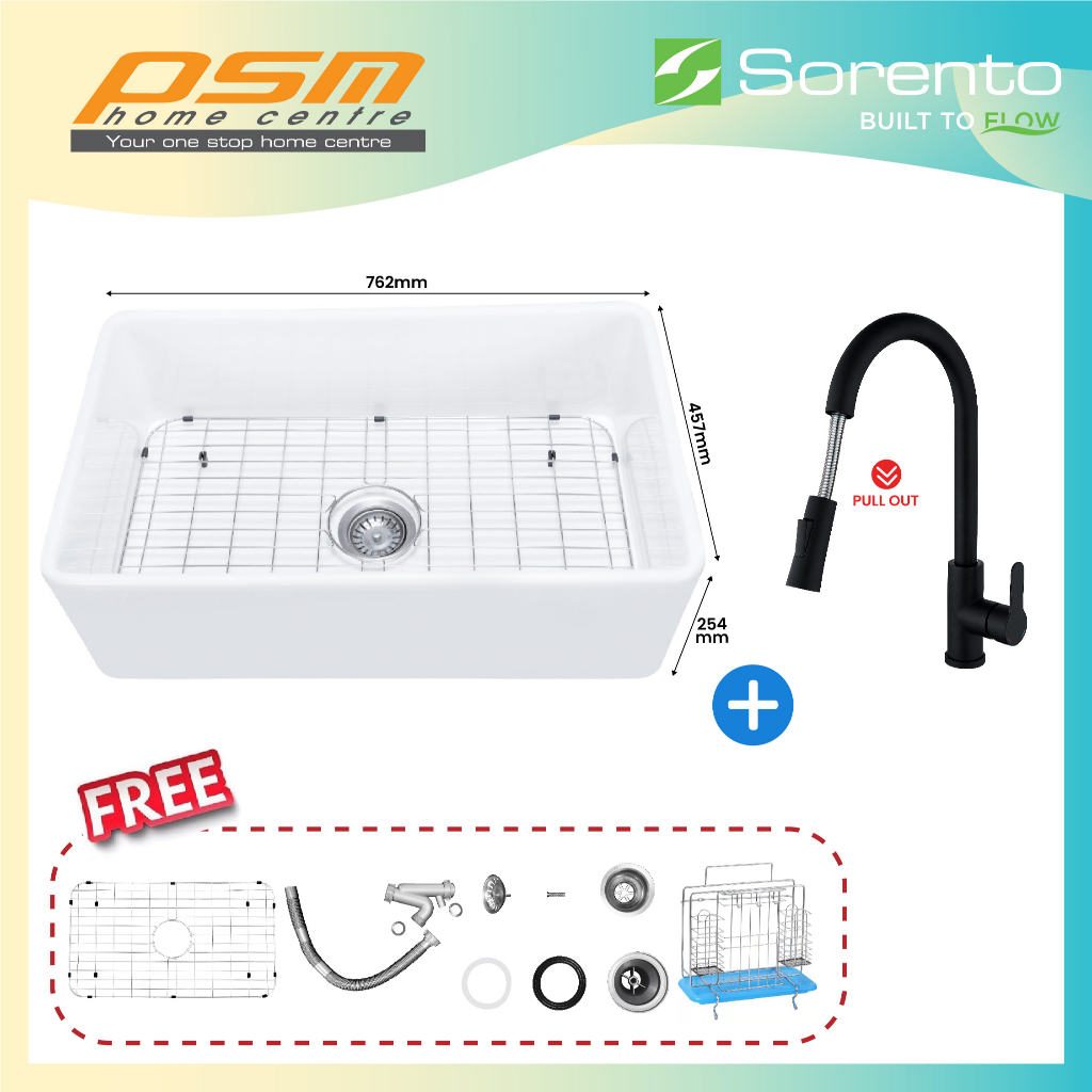 Sorento Ceramic Material Semi Recessed Under Mounted Kitchen Sink Farm