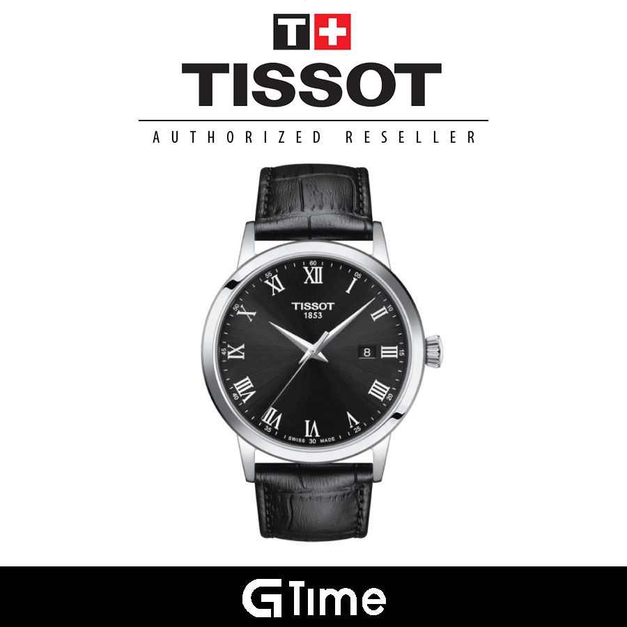 Official Tissot Warranty Tissot T129.410.16.053.00 MEN S CLASSIC DREAM ANALOG BALCK DIAL LEATHER WATCH T1294101605300