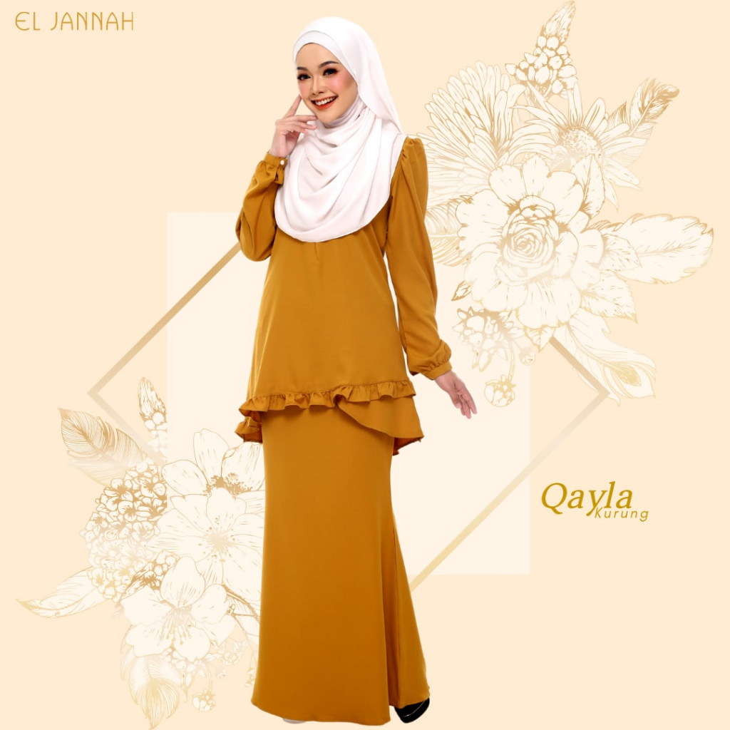 Kurung Qayla Gold Mustard Kurung Labuh Selesa Sopan Nursing Baju Kurung ...