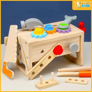 BabyBoss Take-Along Tool Kit Wooden Construction Toy Realistic Tool Box ...