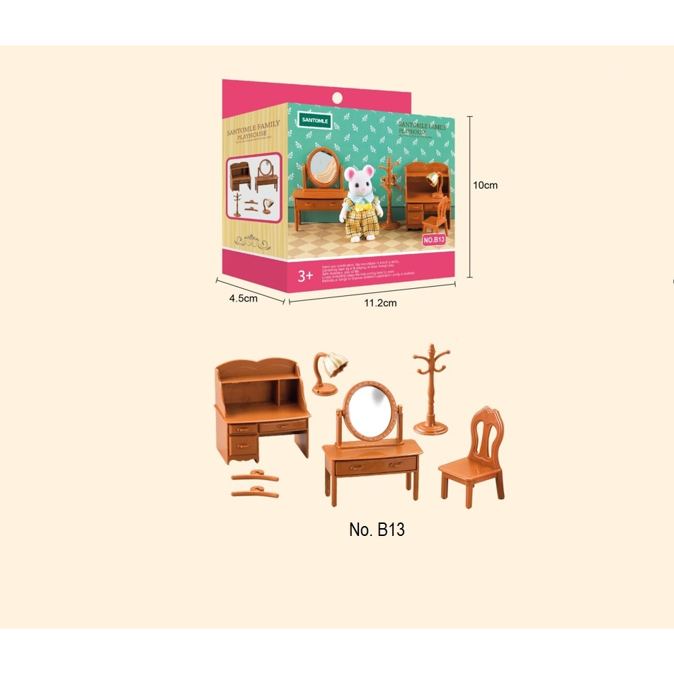TEDJV Santomle Family Doll House Furniture, Bedroom, Bathroom