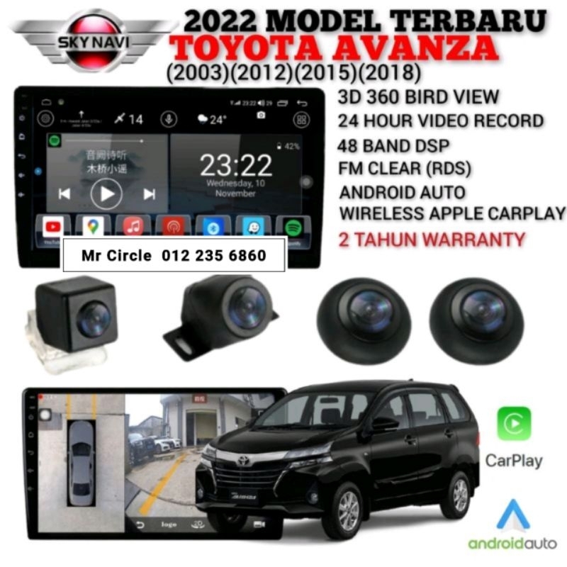 TOYOTA AVANZA 3D 360 BIRD VIEW + VIDEO RECORD + ANDROID PLAYER | Shopee ...