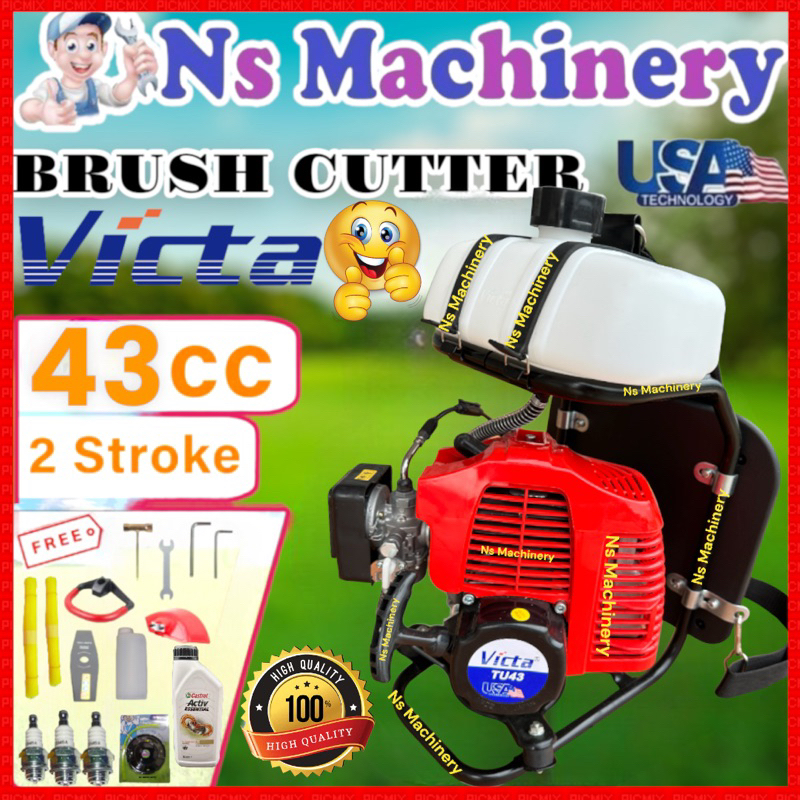VICTA TU43 Brush Cutter 43cc Powerful Heavy Duty Engine Mesin Rumput
