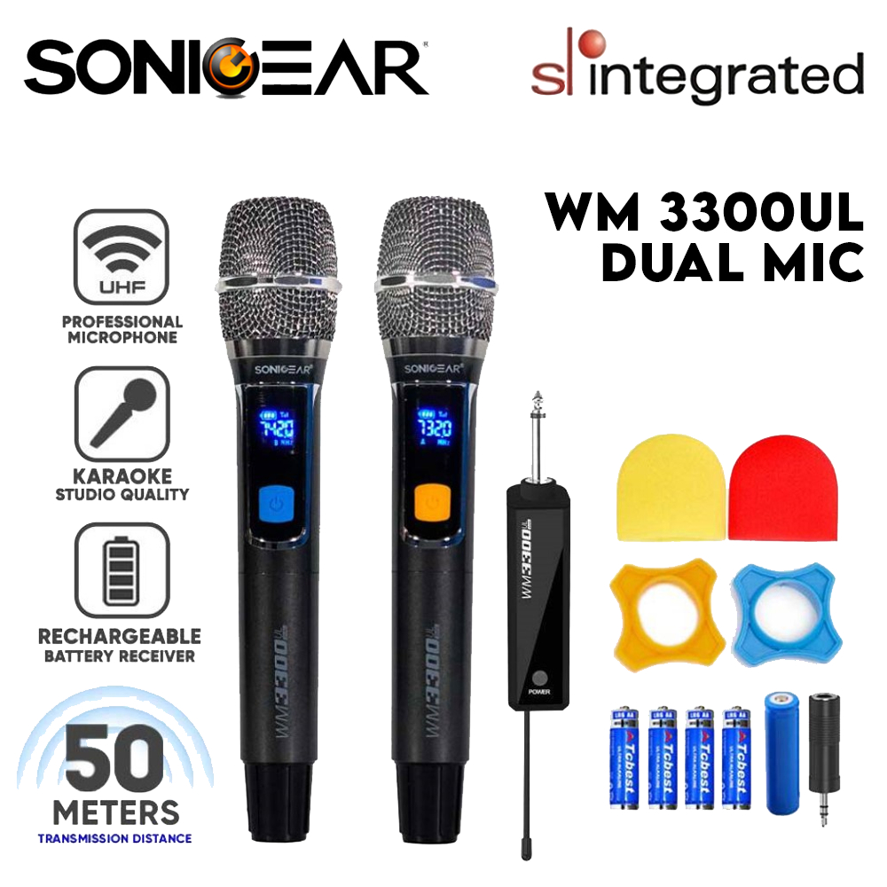 SonicGear WM3000UL 3300UL Dual UHF Wireless Microphone Vocals Mic