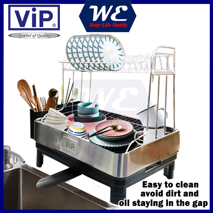 VIP Stainless Steel 304 Dish Rack Kitchen Rak Sinki Dish Drainer Rak ...