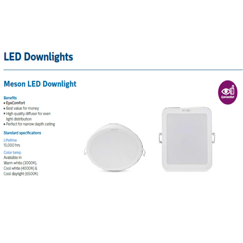 PHILIPS MESON LED Round & Square Recessed Downlight 13W 5