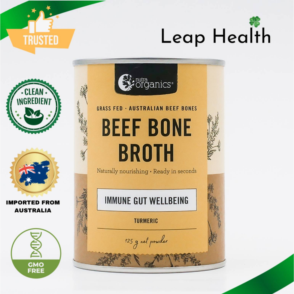 Nutra Organics Beef Bone Broth TURMERIC Low Sodium Natural Zinc
