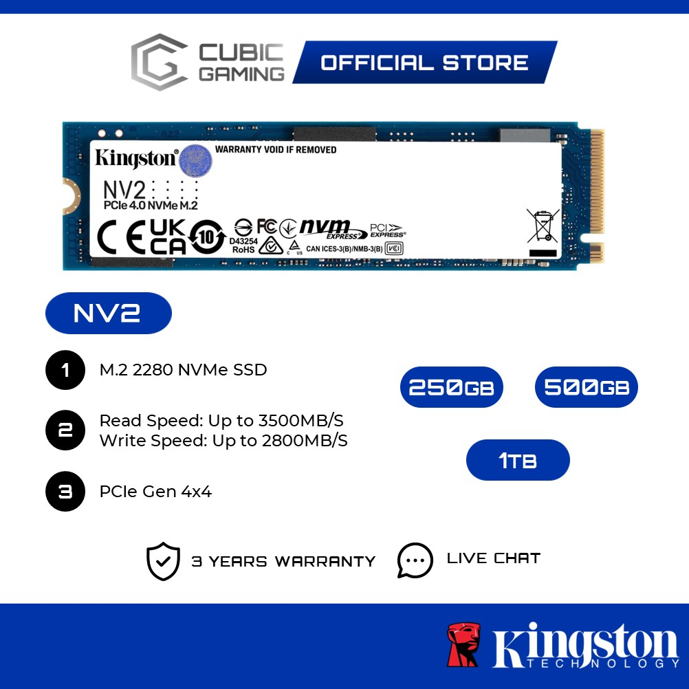 Kingston NV2 - SSD - 500 GB - PCIe 4.0 x4 (NVMe) - SNV2S/500G - Solid State  Drives 