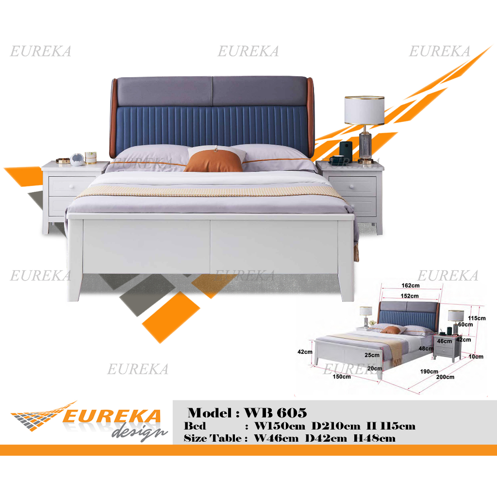 EUREKA Queen Divan Bed Frame Wood Fabric Modern / Katil WB605 (Delivery & Installation Klang