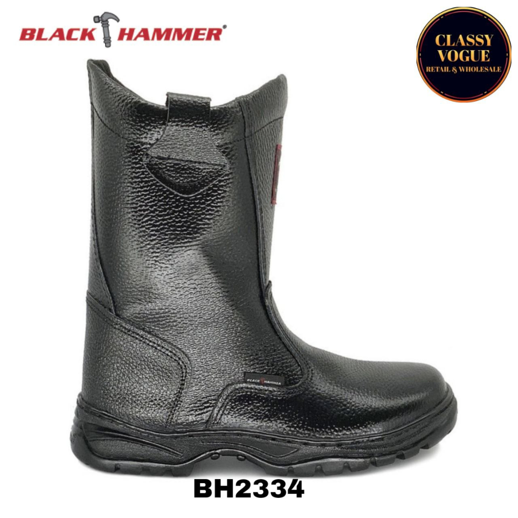 Original Black Hammer Safety Shoes High Cut Genuine Leather Bh 2334