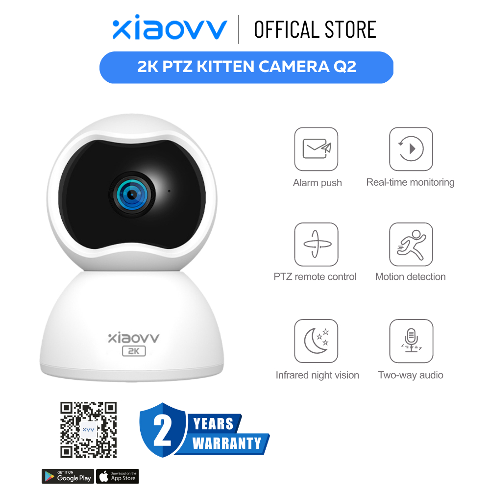 Xiaovv Q2 PTZ 2K Home Security CCTV IP Camera connect via apps Motion ...