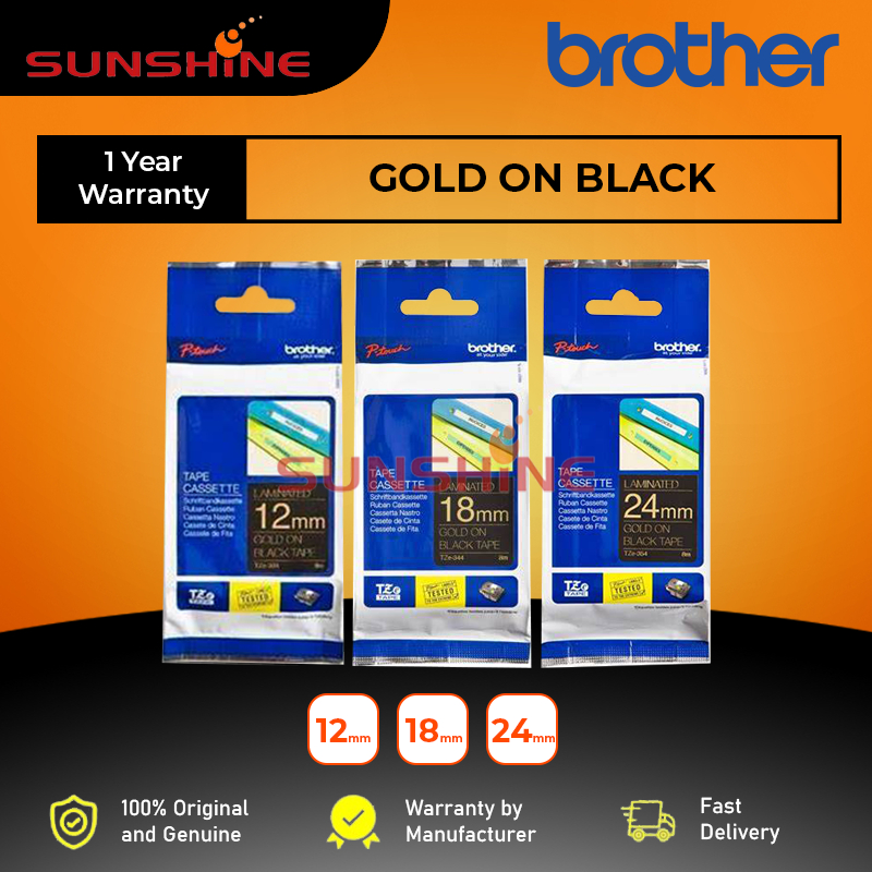 Brother Original Gold On Black Tze Tze Tze Tze P Touch Labelling Printer