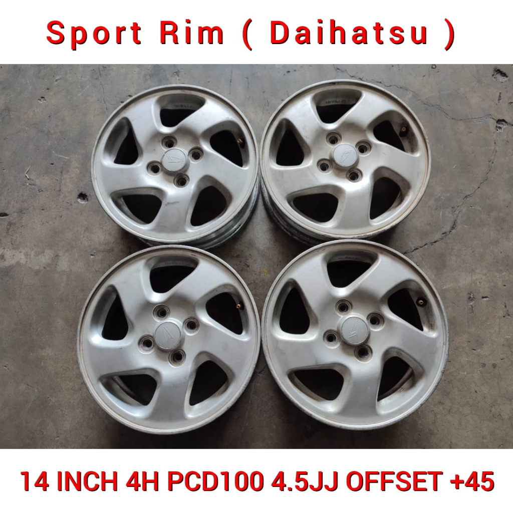 Daihatsu Sport Rim 14 Inch 4h Pcd100 4 5jj Offset 45 Can For Perodua