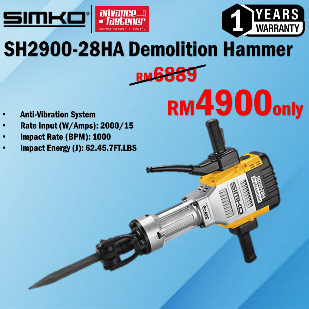 SIMKO SH2900-28HA HILTI TE1500 Breaker Hacker Demolition 62J (with ...