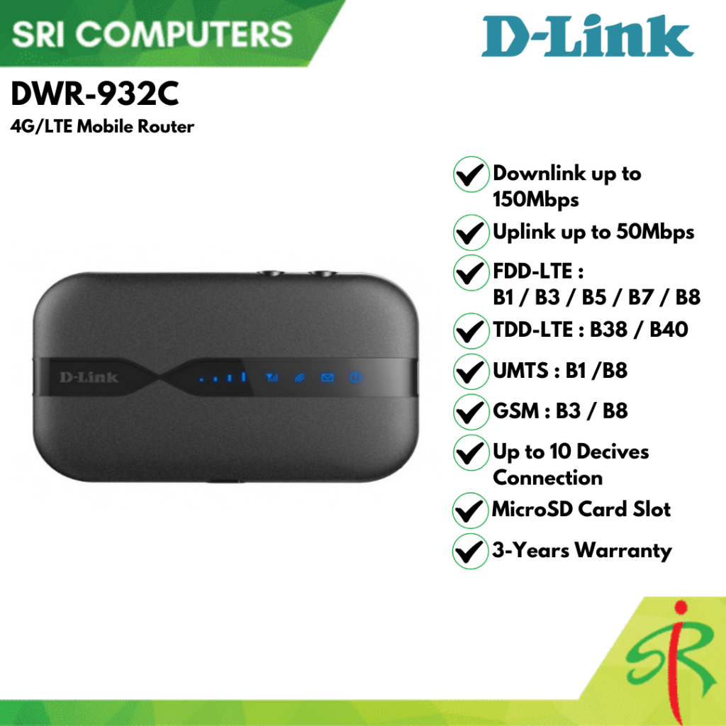 [3-YEARS WARRANTY] D-LINK DWR-932C 4G/LTE Mobile Router | Shopee Malaysia