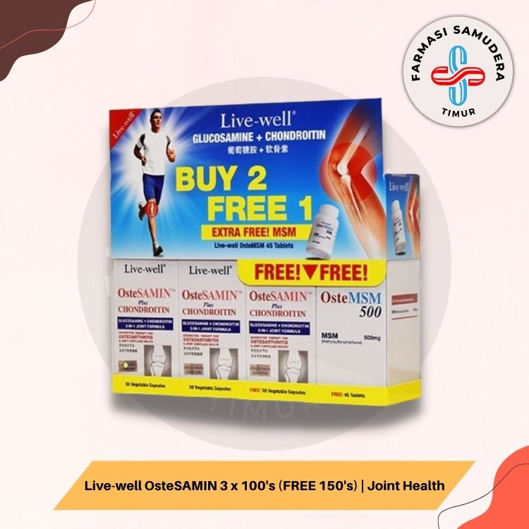 Live Well Glucosamine + Chondroitin Buy 2 Free 1 Extra OsteMSM Pack