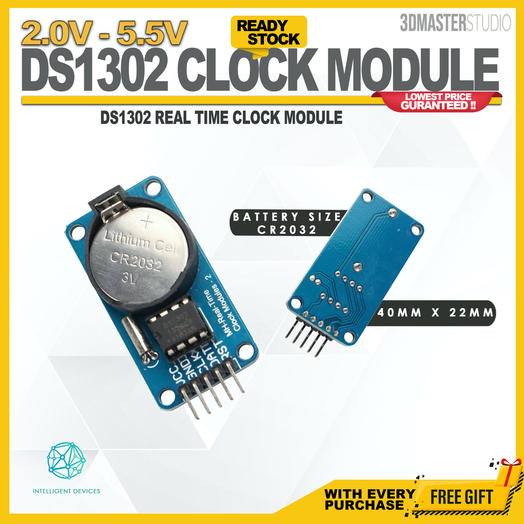 DS1302 Clock Module with Battery Real-Time Clock Module RTC for Arduino ...