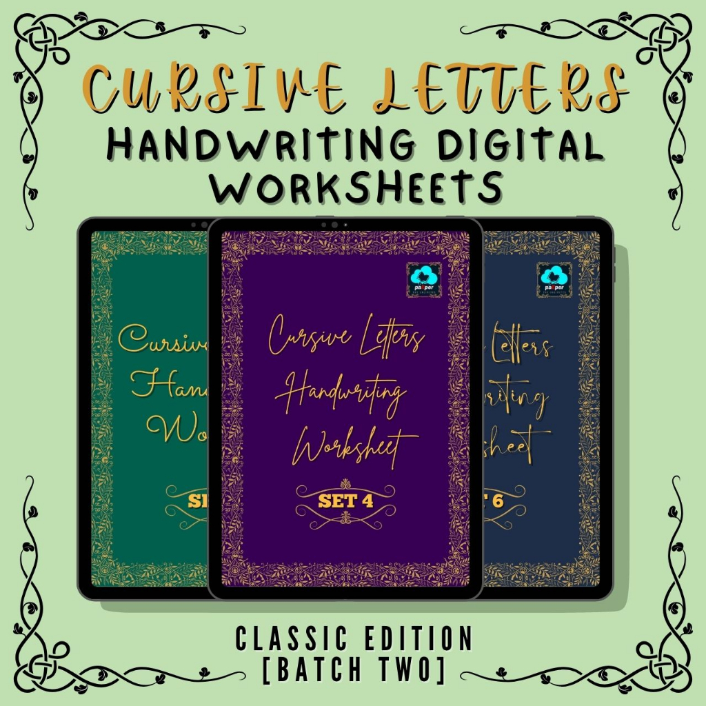Batch 2 Cursive Letters Handwriting Digital Worksheets Classic Edition