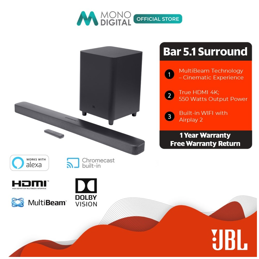 JBL Soundbar Bar 5.1 Surround Immersive Channel Soundbar with Ultra HD