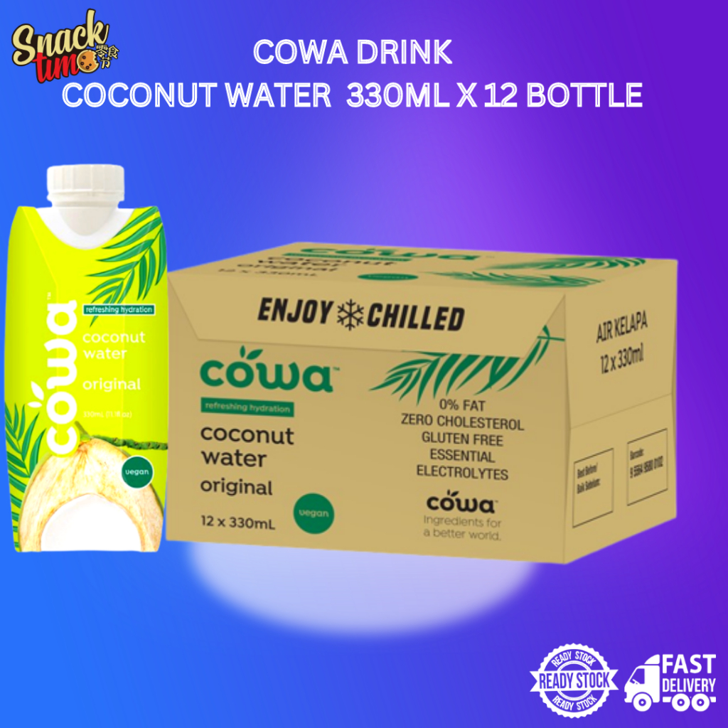 Cowa Coconut Water 包装椰水 330ML X 12 BOTTLE (Exp Date06/2025) PLS BARE