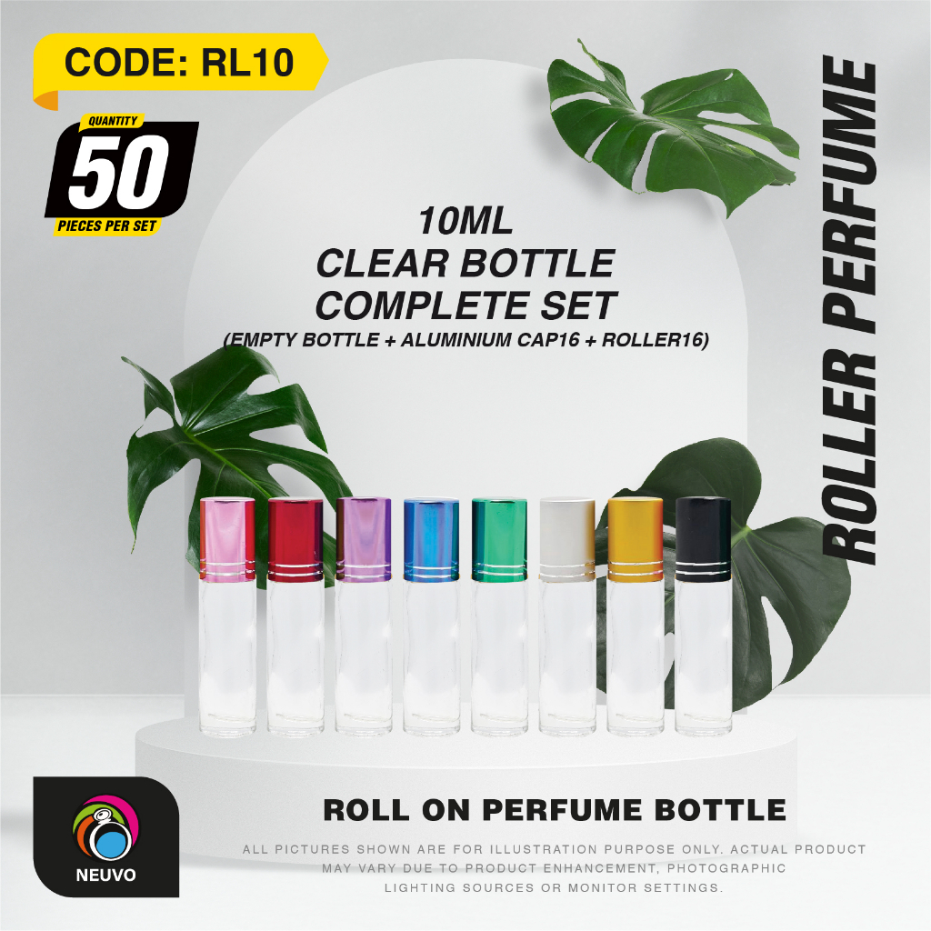 {50 PCS} RL10ml Clear Bottle Roll On/ Botol Minyak Wangi Roll On Clear ...