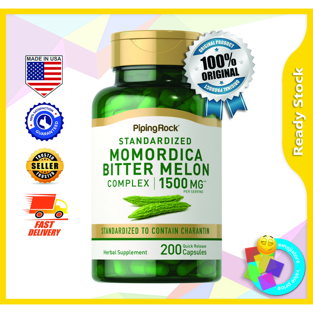 Piping Rock Momordica Bitter Melon Standardized, 1500 mg, 200 Capsules (Ampalaya, Bitter Gourd