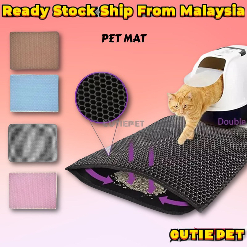 Waterproof Double Layer Cat Litter Trapper Mat Pad Trapping Mat Waterproof  Eva Washable Carpet Kucing cat litter mat