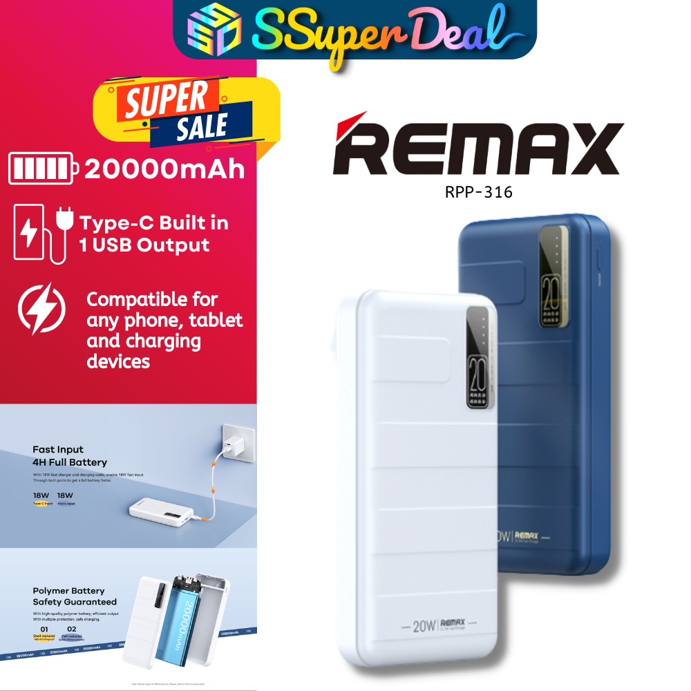 Remax Noah Series Rpp W W Pd Qc Fast Charging Power Bank Mah Shopee Malaysia