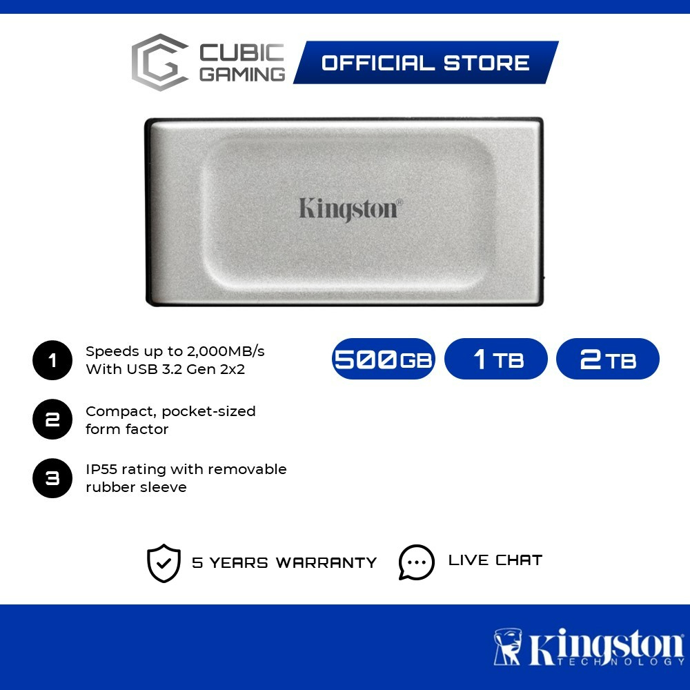 Kingston XS2000 High Performance External Portable Drive SSD Solid State Drive (500GB/1TB/2TB