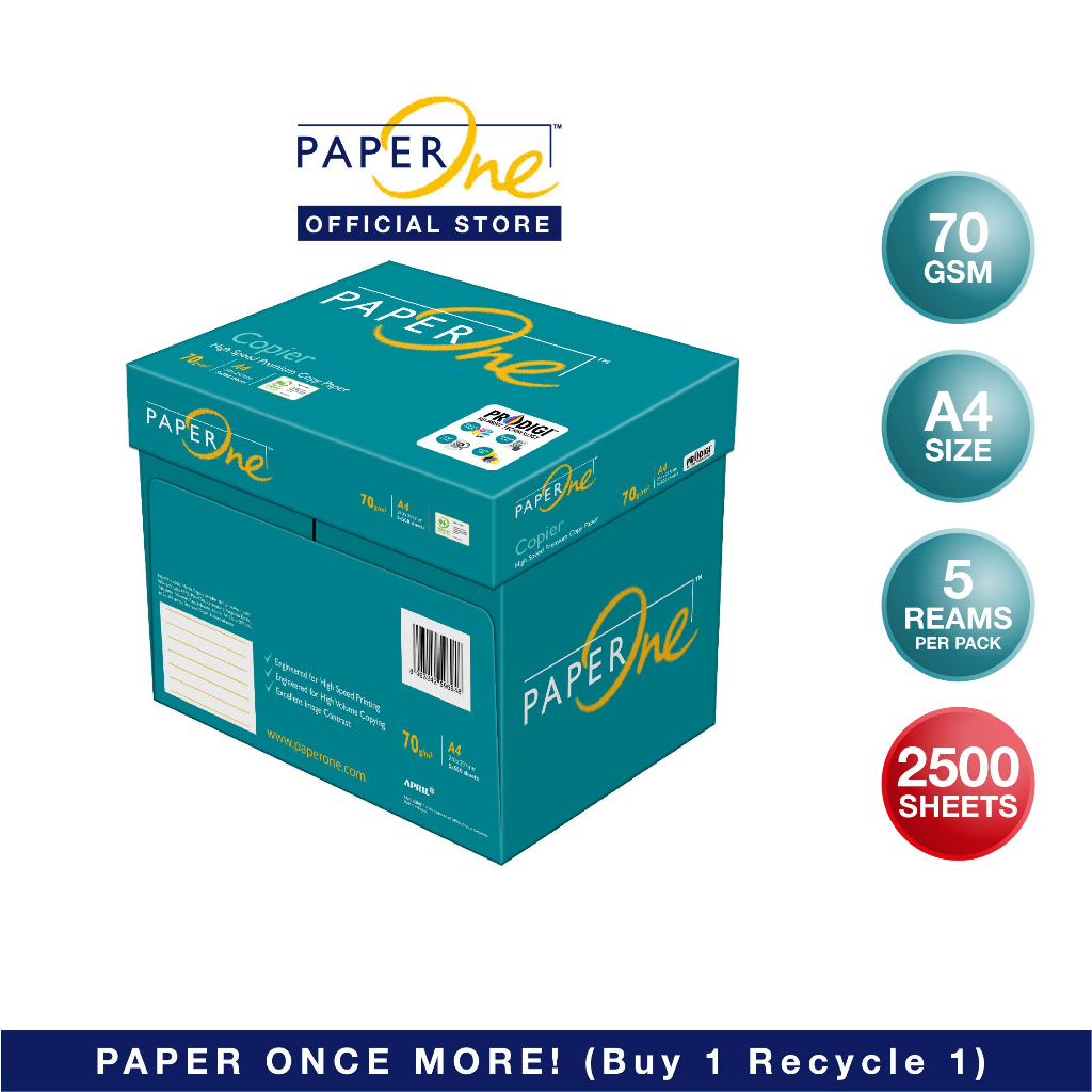 PaperOne A4 Copier Paper 70gsm 2500 Sheets (5 Reams) | Shopee Malaysia