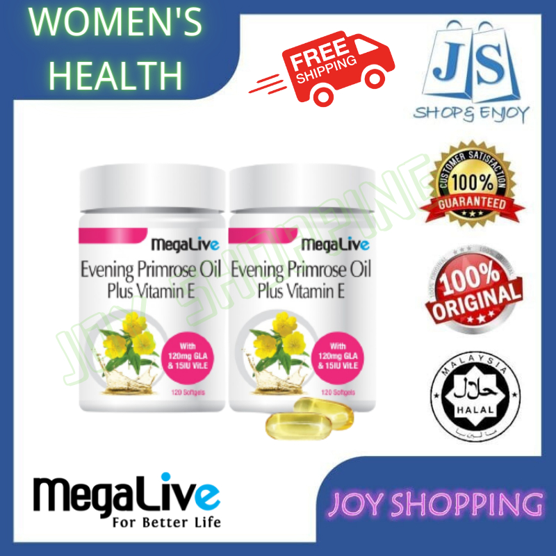 [FREE SHIPPING] Megalive EPO Evening Primrose Oil Plus Vit E (120's x 2 ...