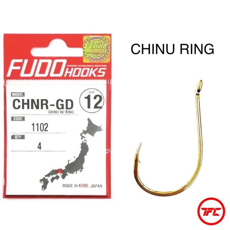 FUDO Hooks Chinu Ring Fishing Hook Gold Red Nickel Made in Japan