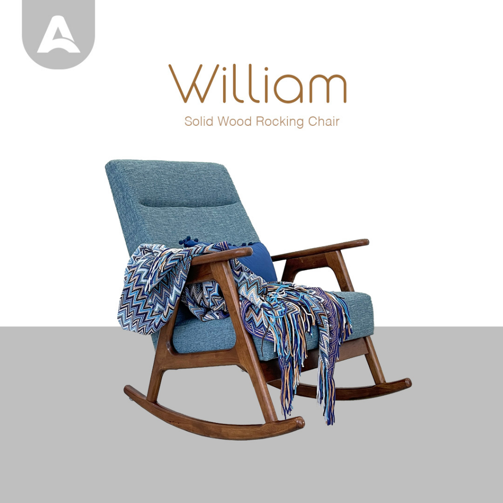 Arturo - William Solid Wood Rocking Chair + Stool | Rocking Chair Only ...