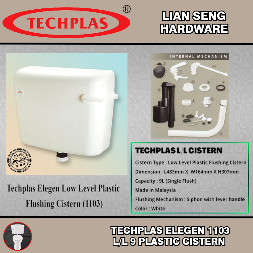 TECHPLAS ELEGEN 1103 LOW LEVEL PLASTIC CISTERN (9 LITRES) Shopee Malaysia