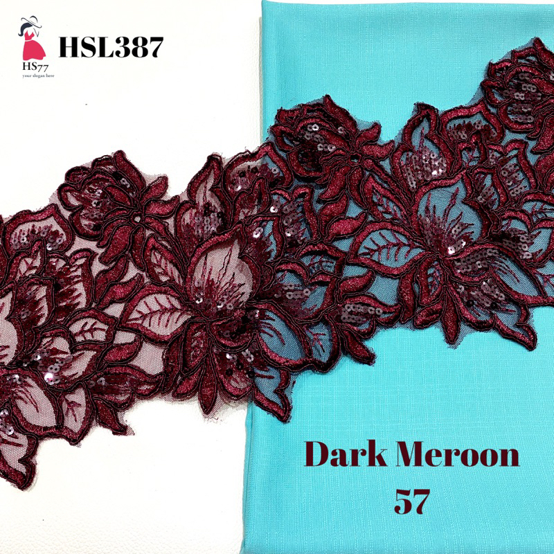 [ 50cm ] HSL387 Boder lace sequin/ border lace/ sequin lace/ lace baju ...