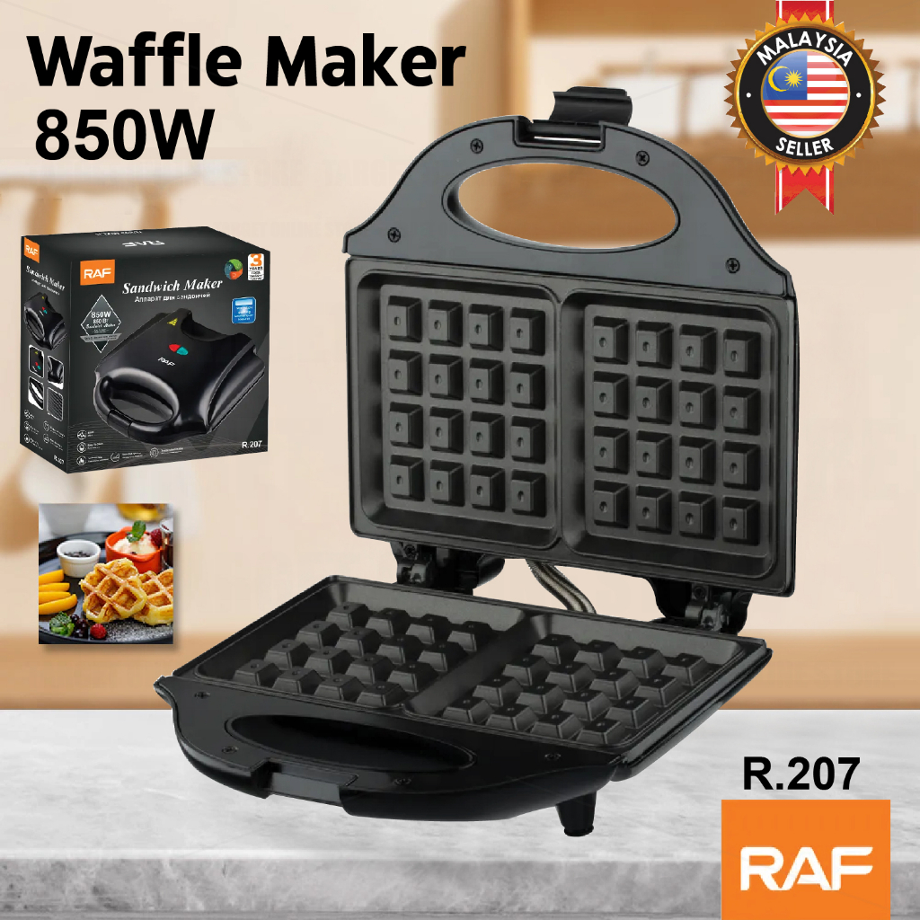 RAF Waffle Maker Panini Press 850W Non Stick Coated Double Side