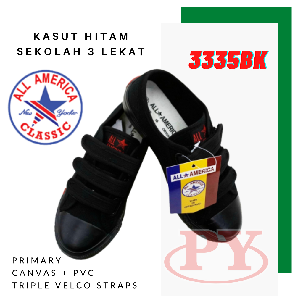 3335bk Black Shoe Kasut Sekolah All America Hitam Shopee Malaysia