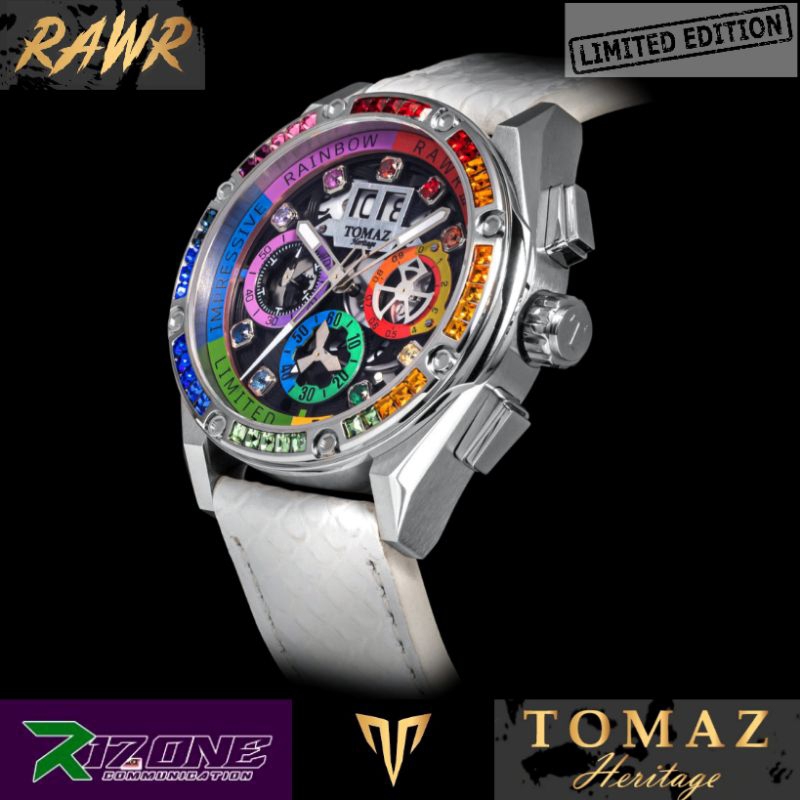 TOMAZ Watch RAWR III TW024I-D3 Rainbow/Silver/White Strap