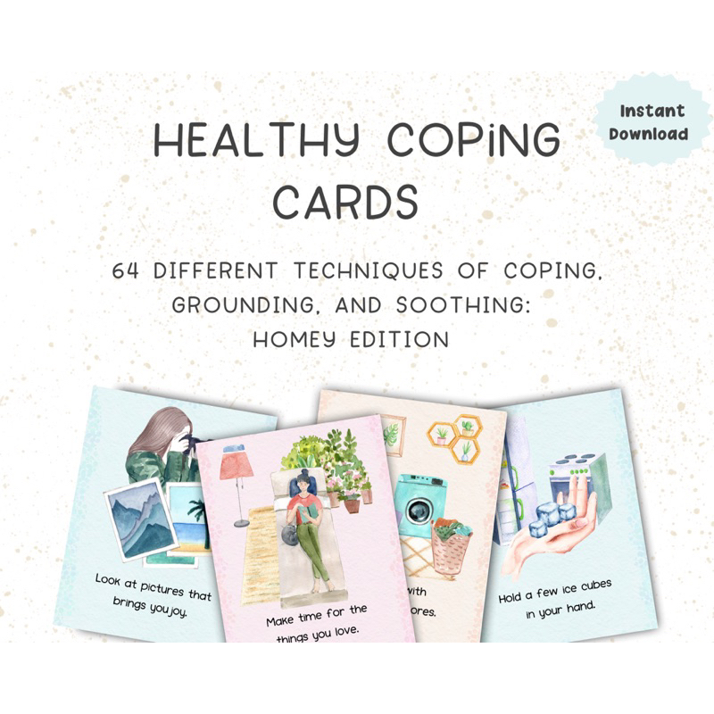 Digital Healthy Coping Cards: Homey Edition (Therapy Counseling, Kad ...