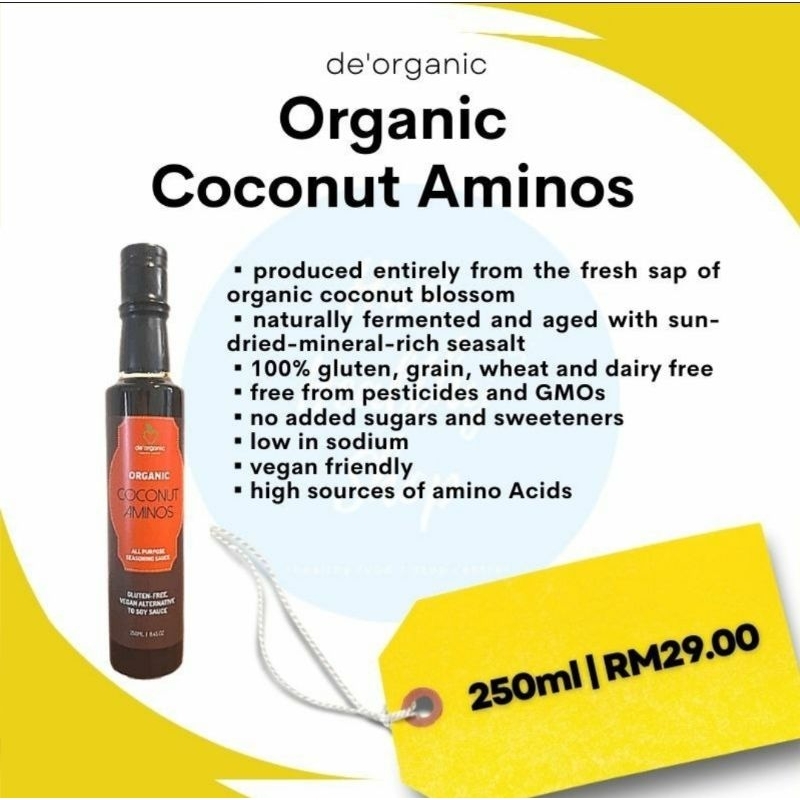 DE ORGANIC - HALAL 250ml KICAP TANPA SOYA,MSG,PEWARNA Organic Coconut ...