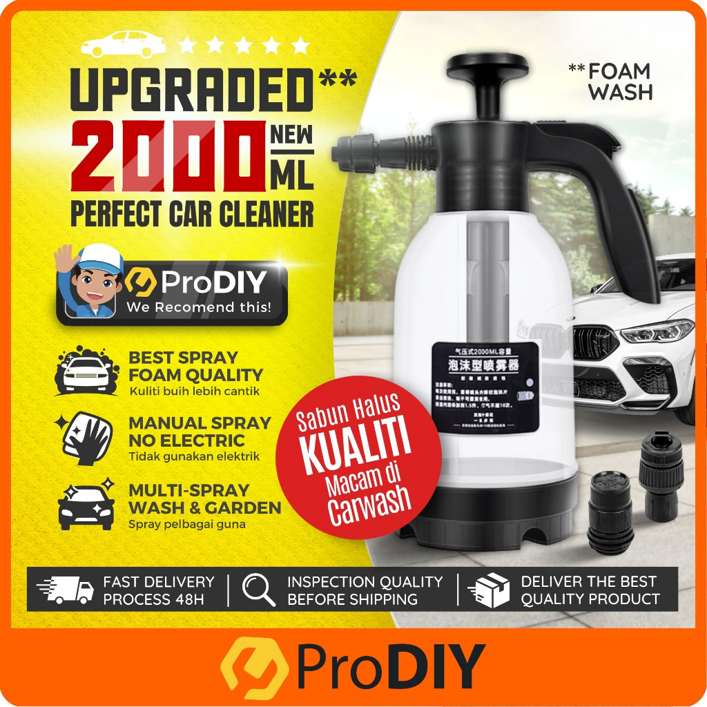 PRODIY 2000ML Upgrade Gun Spray Bottle Car Wash Foam Sprayer Snow Foam Carwash Water Jet Spray