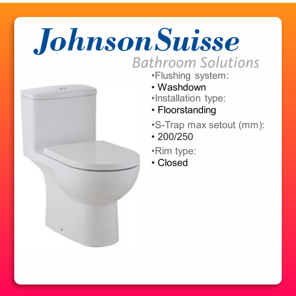 Johnson Suisse Terni One Piece Water Closet Jamban duduk Mangkuk jamban