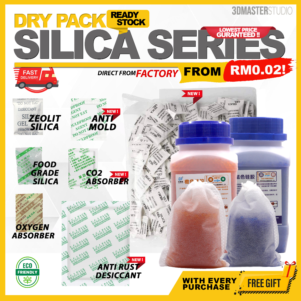 READY STOCK 100pcs/50pcs HIGH ABSORBTION SILICA GEL DESICCANT 1G