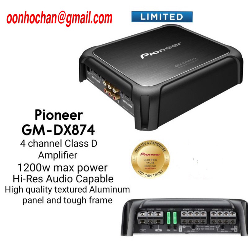Amplificatore 4 Canali Pioneer GM-DX874 Classe FD 1200W – Audio Ad Alta Risoluzione Con Controllo Remoto Del Boost