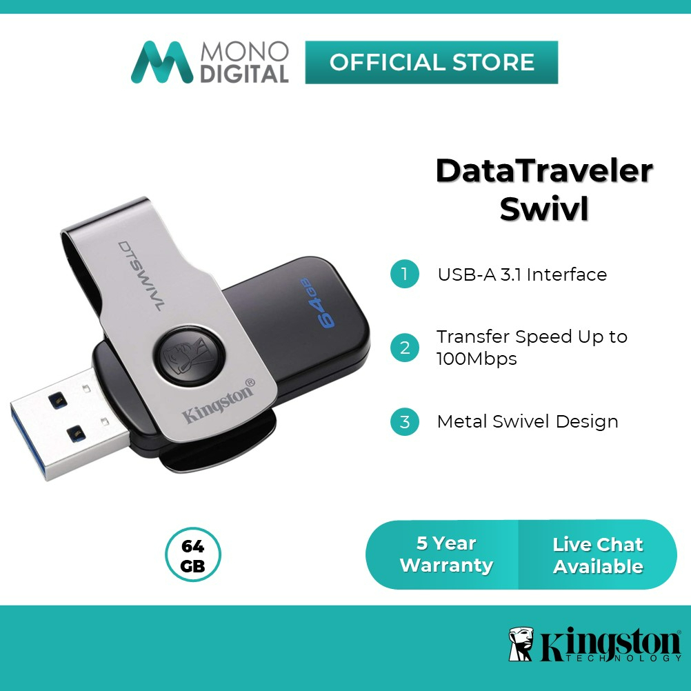 Kingston DataTraveler Swivl 128GB USB 3.0 Pen Drive (DTSWIVL