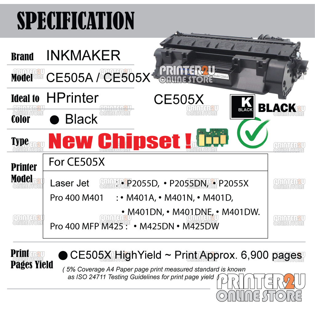 5x Compatible to HP CE505X 05X CE 505X HP05X HP LaserJet P2055 P2055d ...