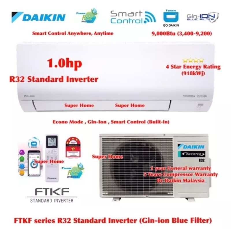 Daikin R Standard Inverter Aircond Ftkf Series R Hp Hp