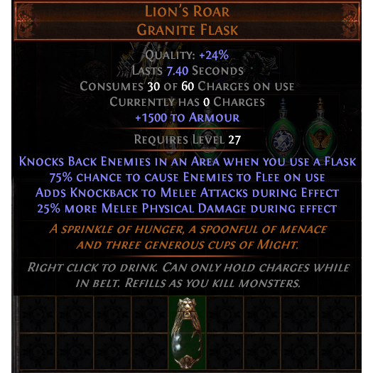 Lion's Roar 25 more melee physical damage +24 quality Path