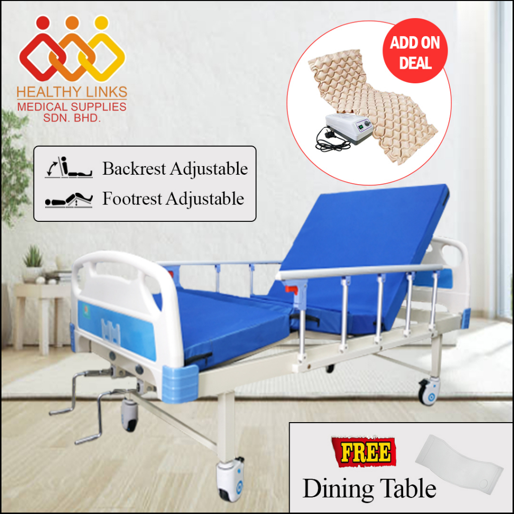 [SameDay Delivery] Hospital Bed 2 Function Manual (M15) + Mattress + Dining Table + Ripple