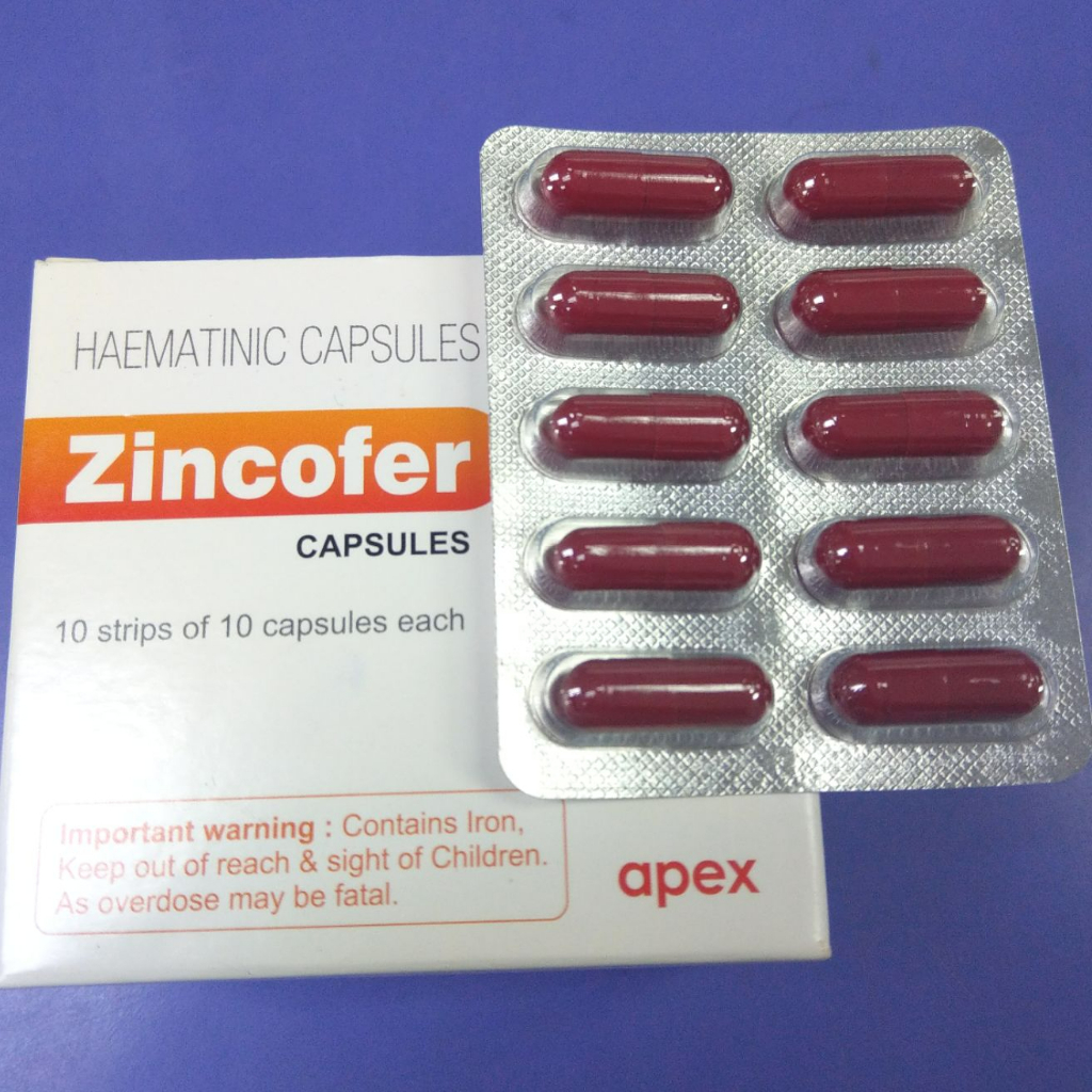 Zincofer haematinic capsules , iron ferrous supplement ( 10 x 10's